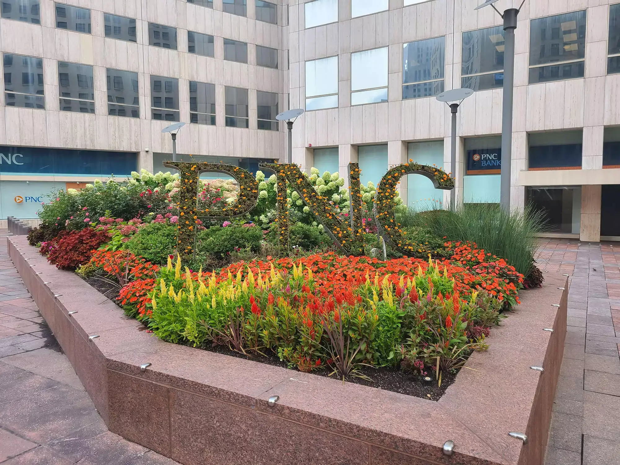 Flowerbed Feature Outside of PNC Building