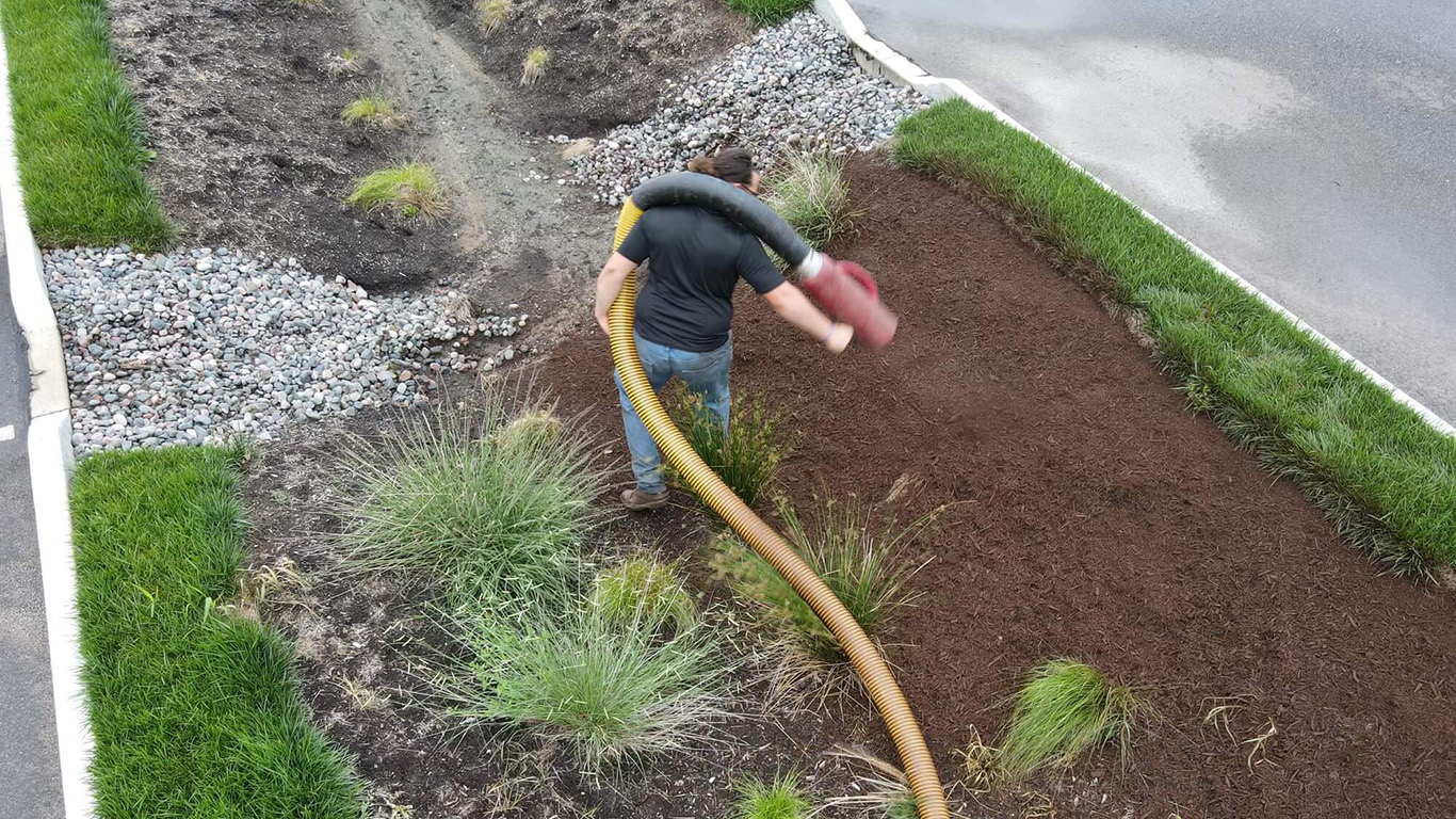 Landscape Specialist Spreading Mulch